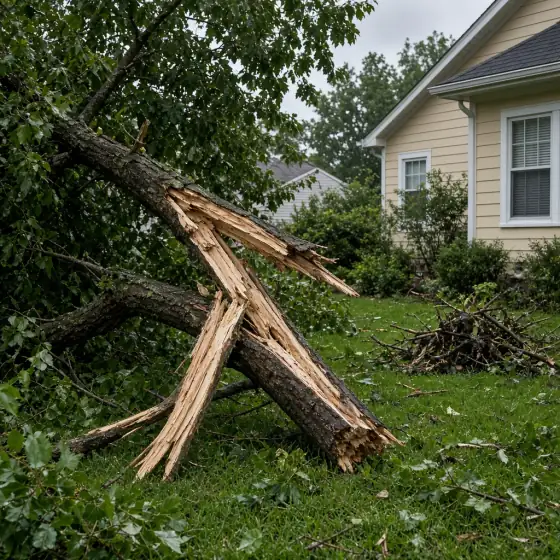 Urgent storm tree damage needing emergency response